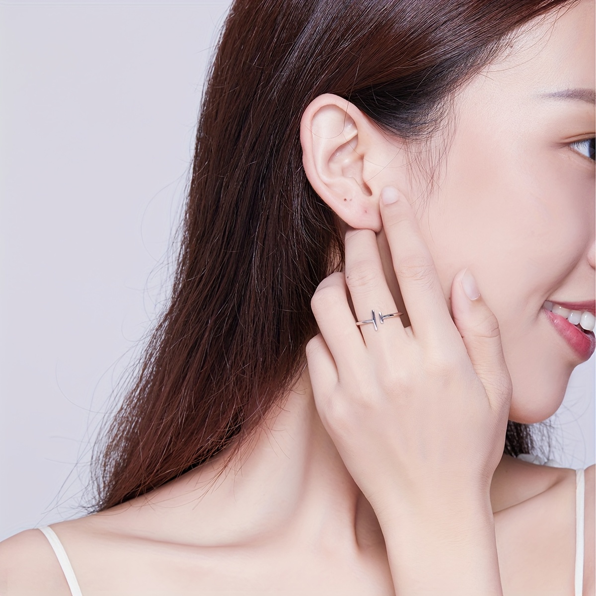 Minimalist Stylish Silver Ring, Parallel Line S925 Gold Plated